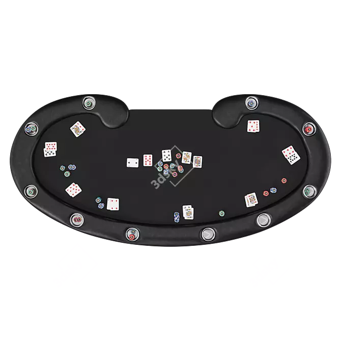 Foldable Poker Table with Steel Cupholders 3D model image 3