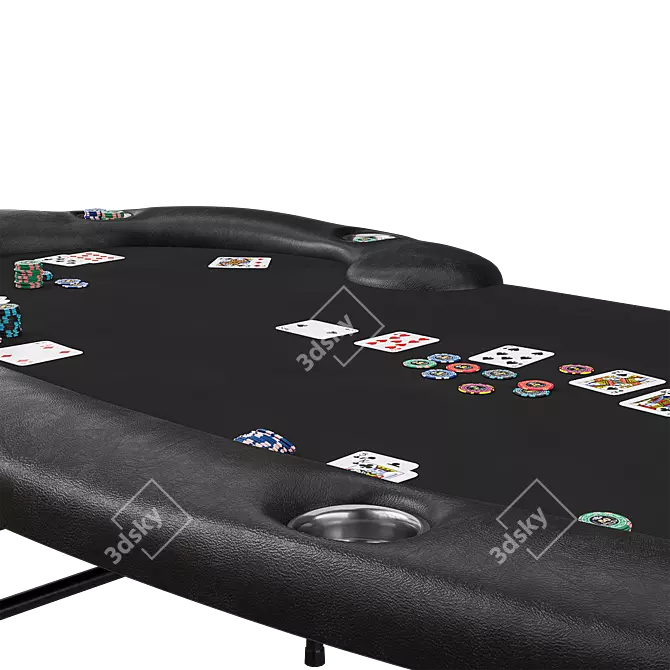 Foldable Poker Table with Steel Cupholders 3D model image 4