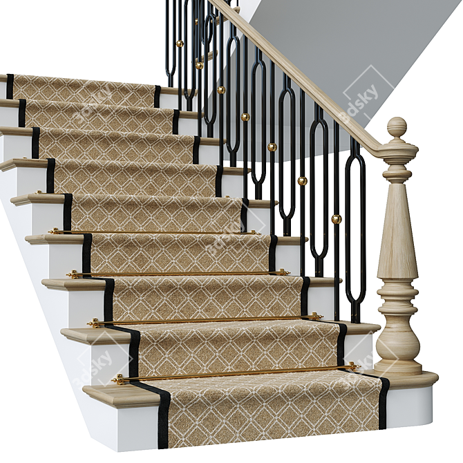 Luxury Neoclassical Staircase Design 3D model image 4