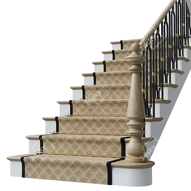 Luxury Neoclassical Staircase Design 3D model image 5