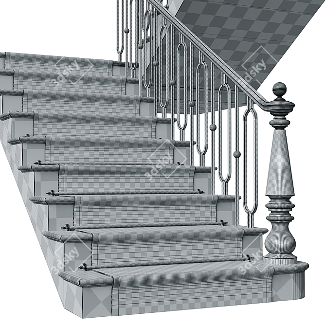 Luxury Neoclassical Staircase Design 3D model image 7