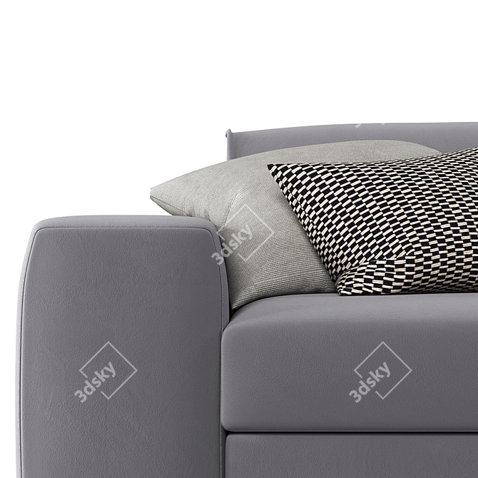 LABERT Velvet Grey Corner Sofa 3D model image 4