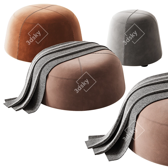 Color-Changing Velvet Pouf Set 3D model image 1