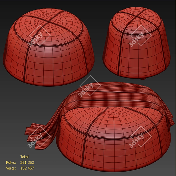 Color-Changing Velvet Pouf Set 3D model image 5