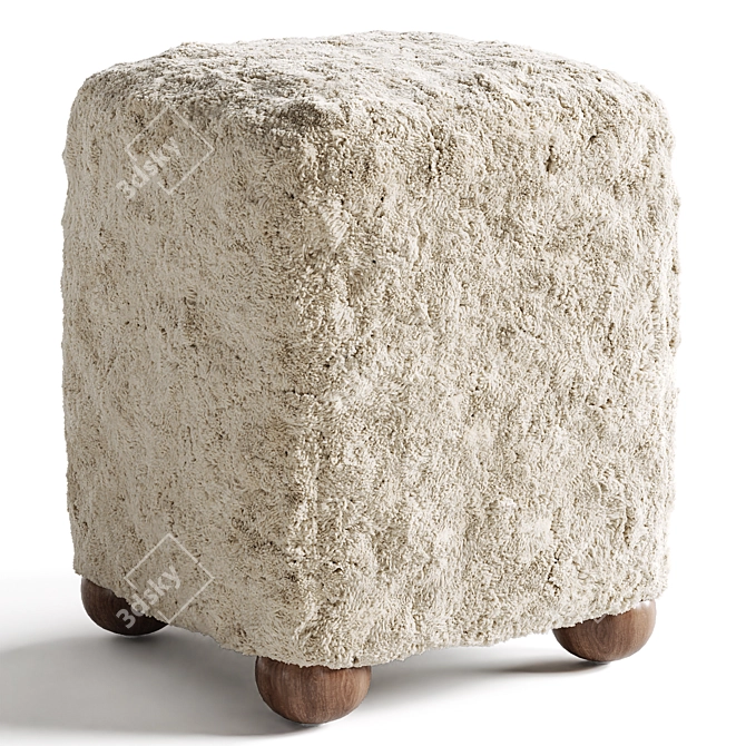 Textured Square Wool Ottoman Bed 3D model image 4