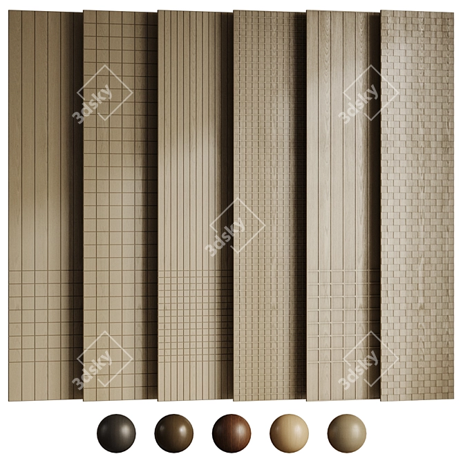 Wooden Decorative Panels Set - Square Cutouts 3D model image 1