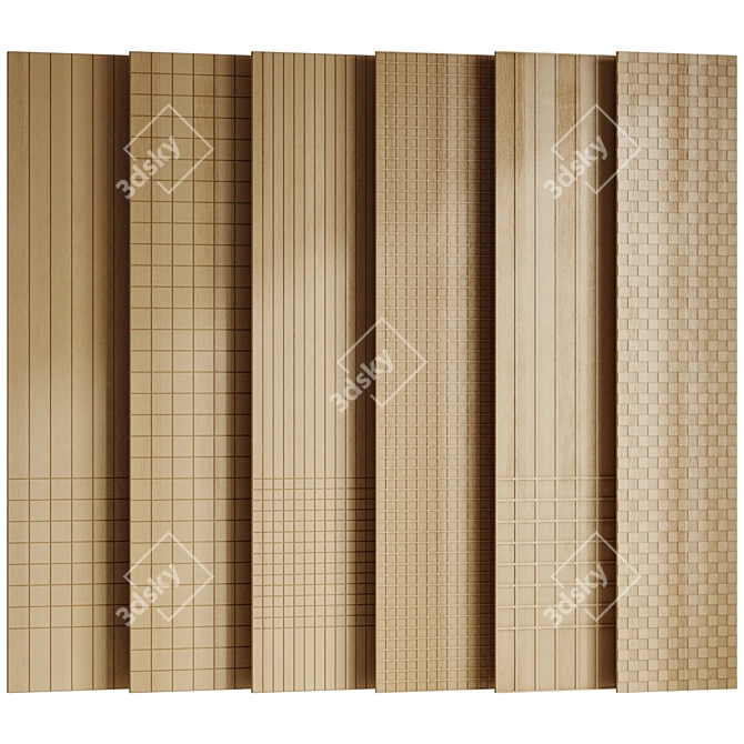 Wooden Decorative Panels Set - Square Cutouts 3D model image 2