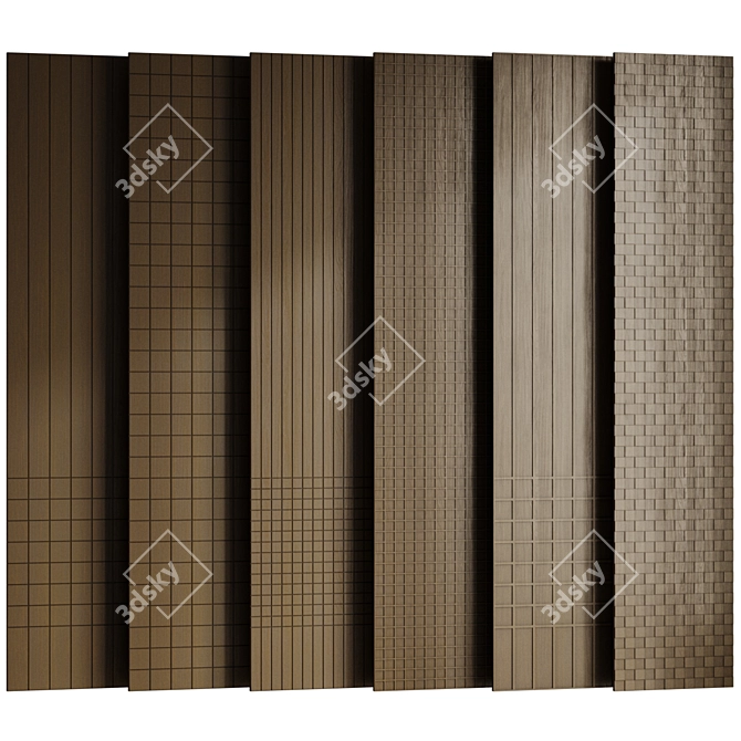 Wooden Decorative Panels Set - Square Cutouts 3D model image 4