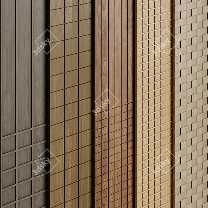 Wooden Decorative Panels Set - Square Cutouts 3D model image 6