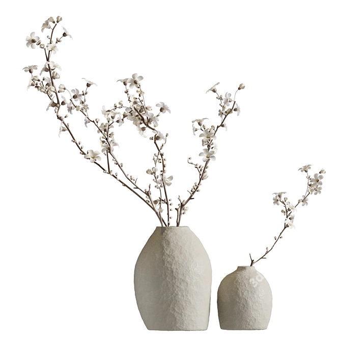 Blossoming Branches in Vase (2 Colors) 3D model image 1