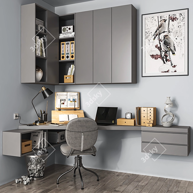 Functional Office Furniture Set 3D model image 1