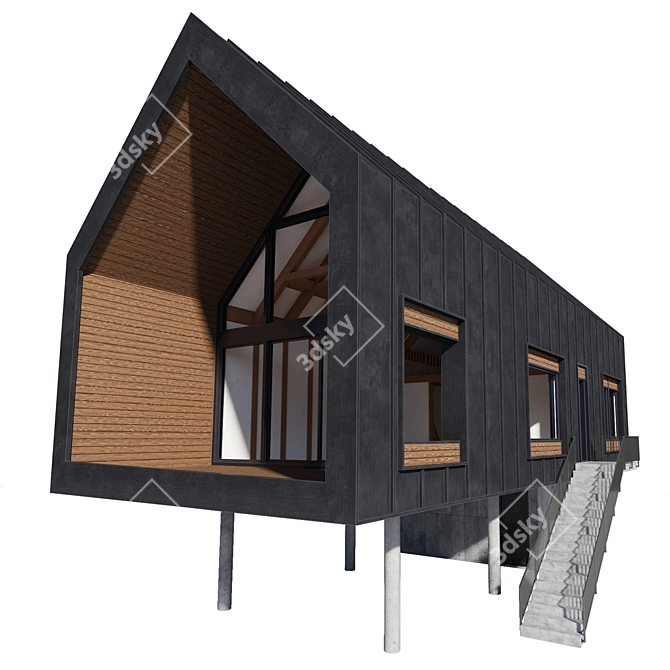 Architectural Barnhouse Forest Model 3D model image 1