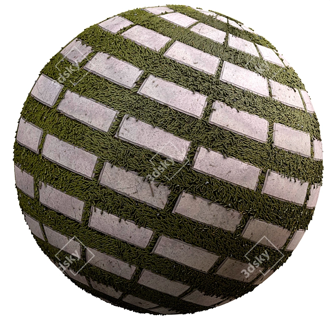 Seamless Grass Pavers Texture Set 3D model image 1