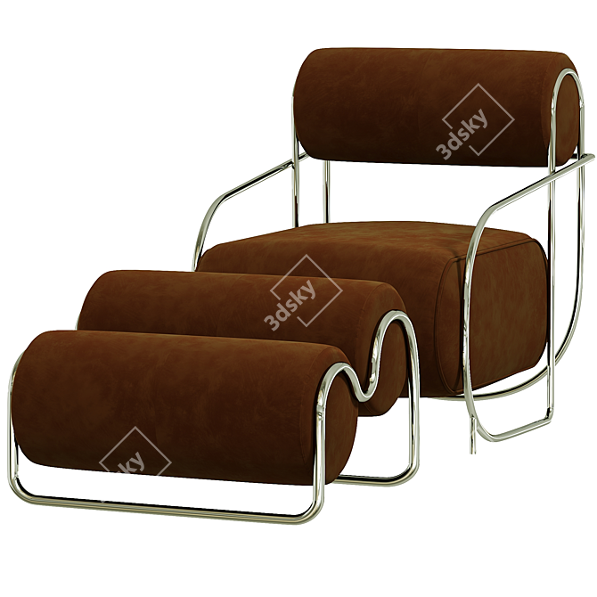 Italian Luxury Tubular Relax Chair 3D model image 6