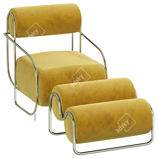 Italian Luxury Tubular Relax Chair 3D model image 7