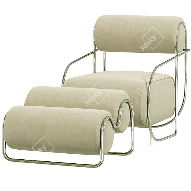 Italian Luxury Tubular Relax Chair 3D model image 8