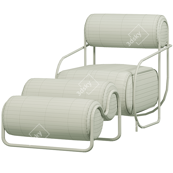 Italian Luxury Tubular Relax Chair 3D model image 11