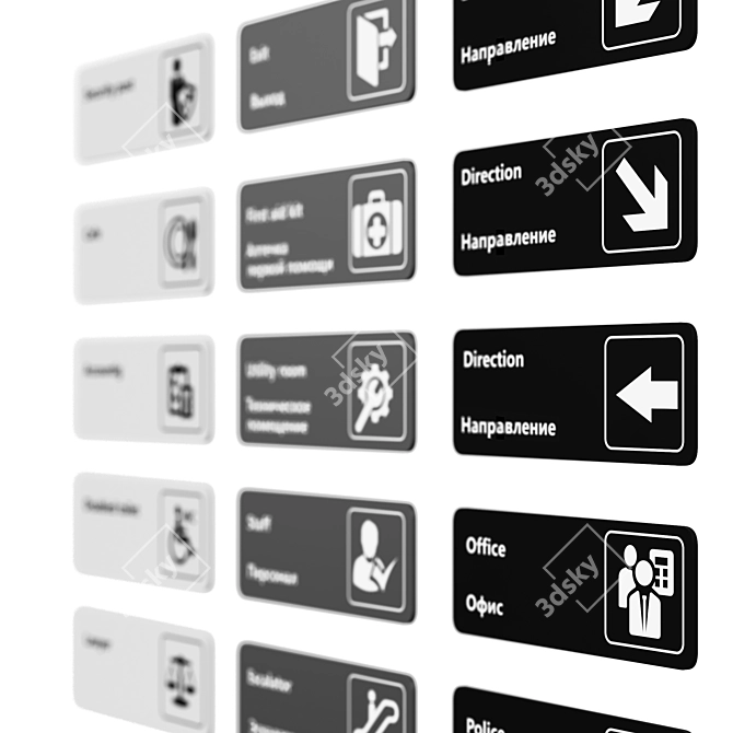 Multilingual Signage Set for Public Spaces 3D model image 11