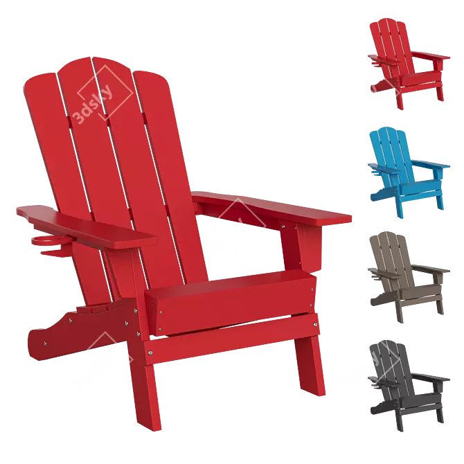 Adirondack Outdoor Chair with Cup Holder 3D model image 1