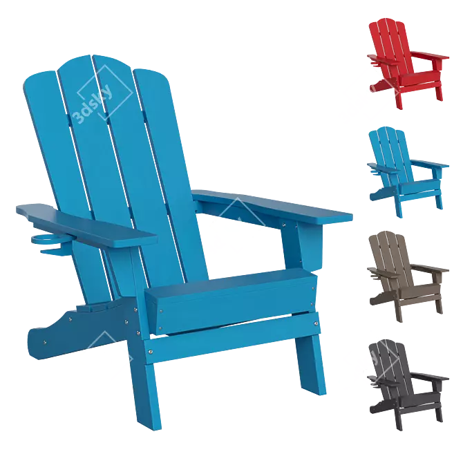 Adirondack Outdoor Chair with Cup Holder 3D model image 3