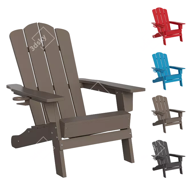 Adirondack Outdoor Chair with Cup Holder 3D model image 4