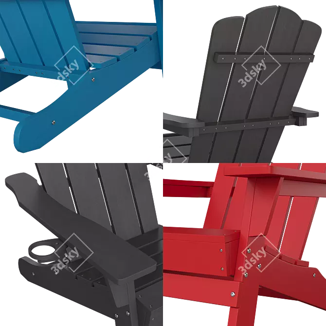 Adirondack Outdoor Chair with Cup Holder 3D model image 6