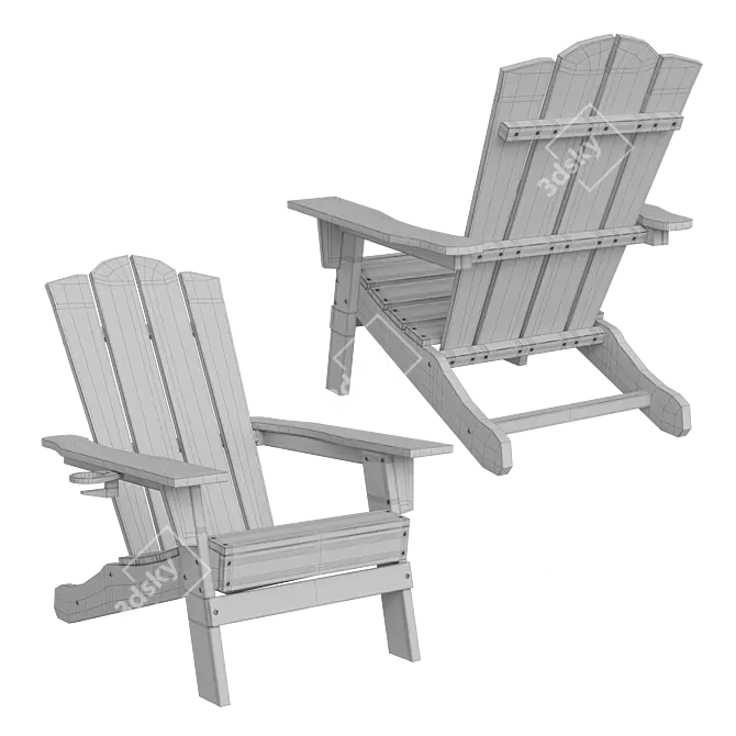 Adirondack Outdoor Chair with Cup Holder 3D model image 7