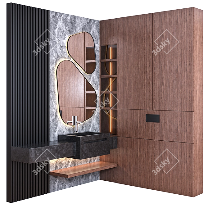 Modern Modular Bathroom Furniture 3D model image 1