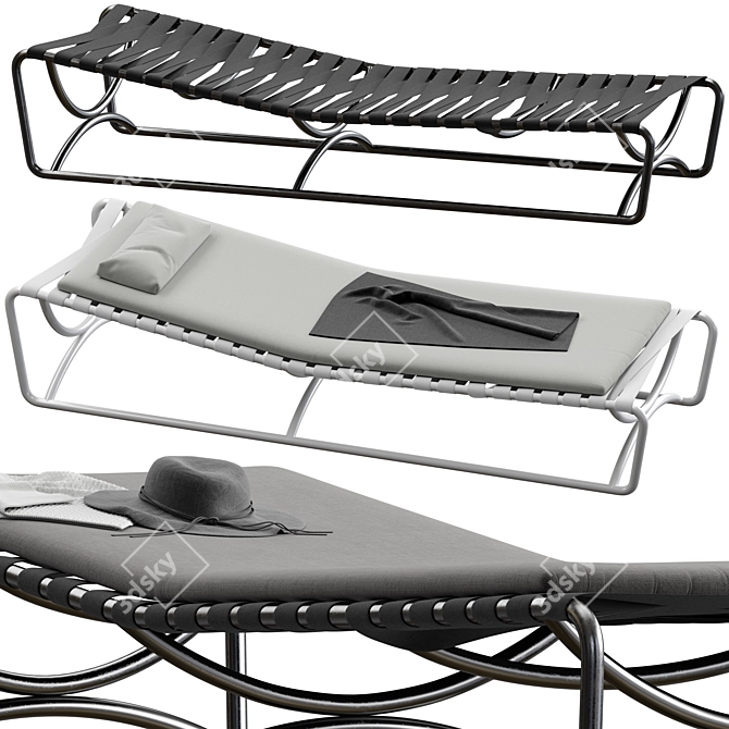 Modern Metal Daybed with Fabrics 3D model image 1