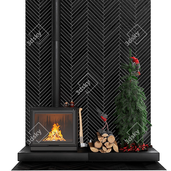 Stûv 16 Fireplace with Decor 3D model image 1