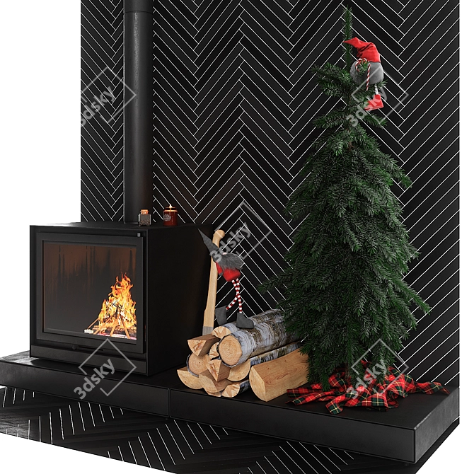 Stûv 16 Fireplace with Decor 3D model image 2