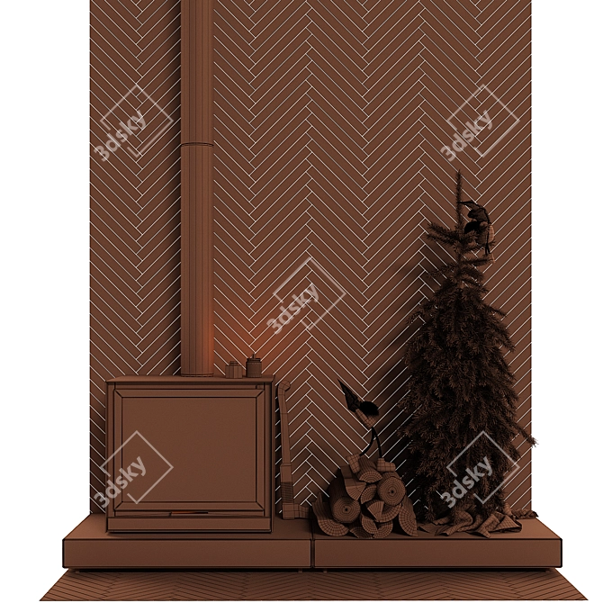 Stûv 16 Fireplace with Decor 3D model image 5