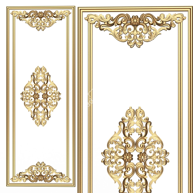 Ornate Carved Panel 3D Model 3D model image 1