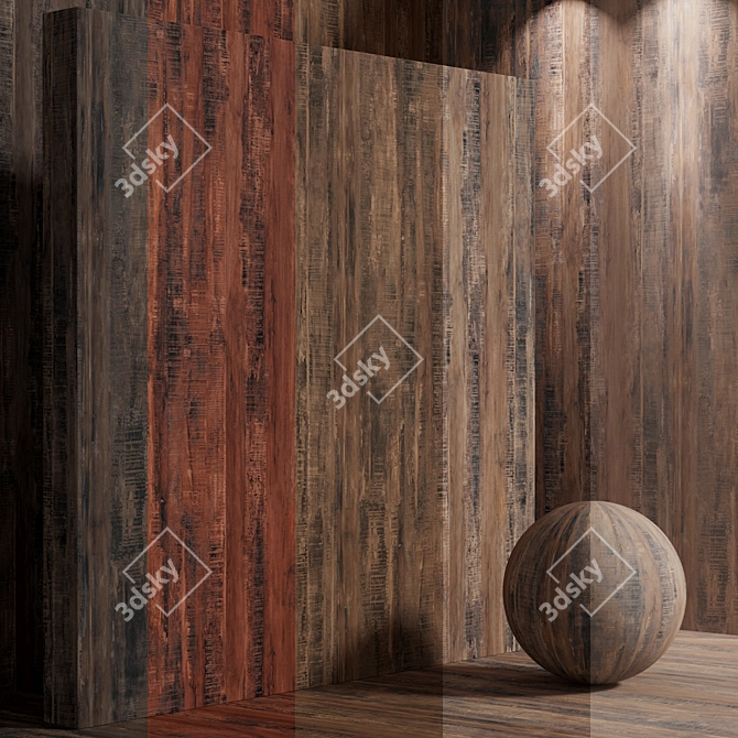 Seamless Vintage Wood Box Set 3D model image 1