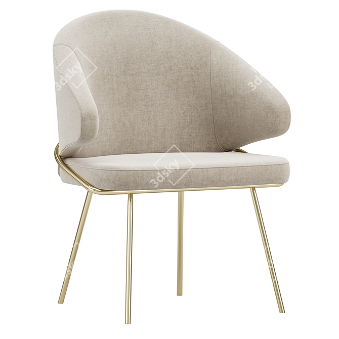 Elegant Emil Cream Gold Chair 3D model image 1