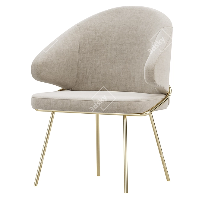 Elegant Emil Cream Gold Chair 3D model image 2