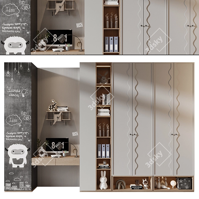 Custom Wardrobe Composition with Decor 3D model image 1