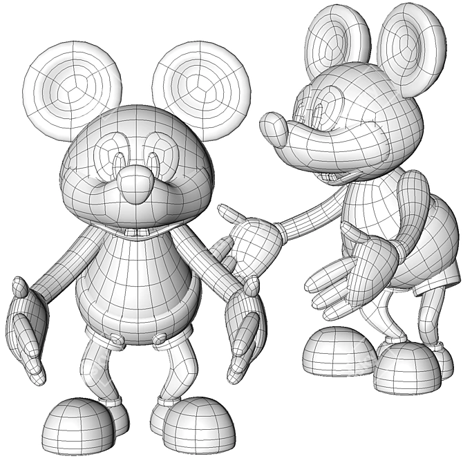 Classic Mickey Mouse Inspired Figure 3D model image 2