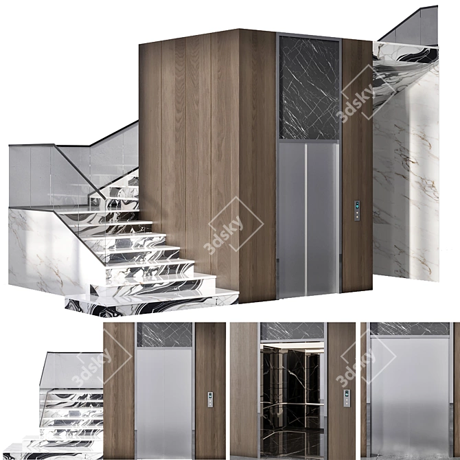 Compact Elevator & Stair Model 3D model image 1