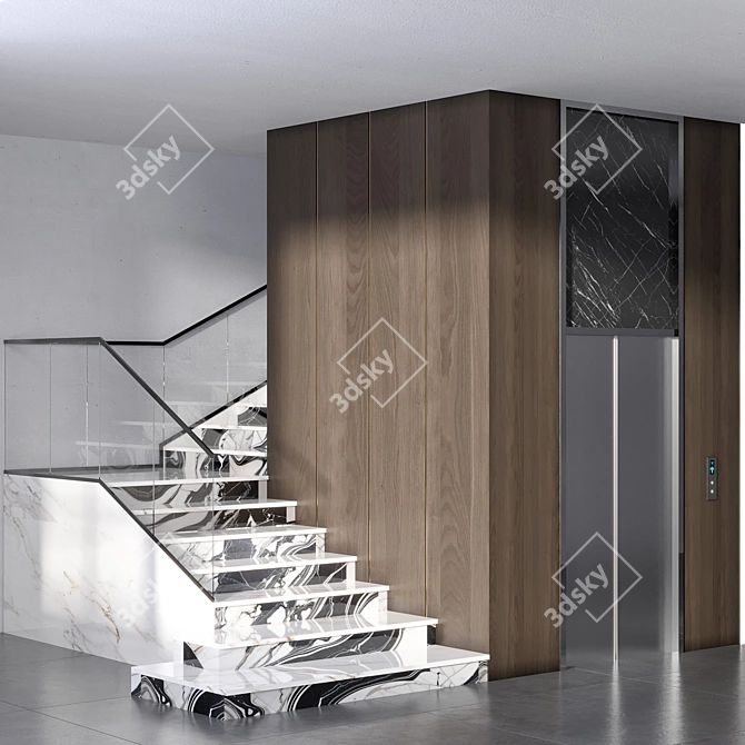 Compact Elevator & Stair Model 3D model image 2