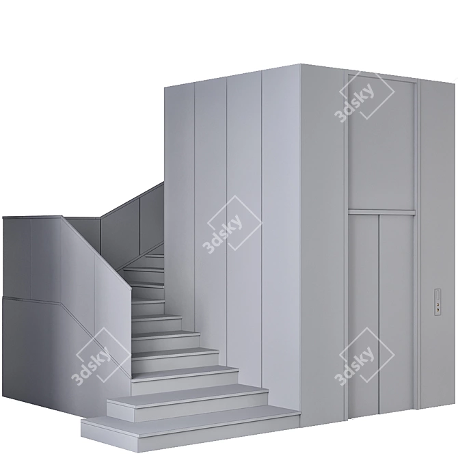 Compact Elevator & Stair Model 3D model image 7