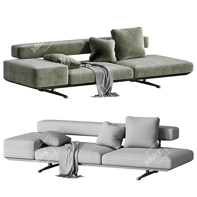 Elegant Wing Sofa Flexform 3D model image 3