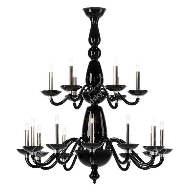 Black Barovier&Toso Palladiano Chandelier 3D model image 2