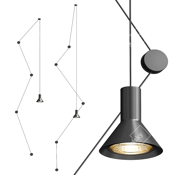 Modern Neuro Pendant Light 3D model image 1