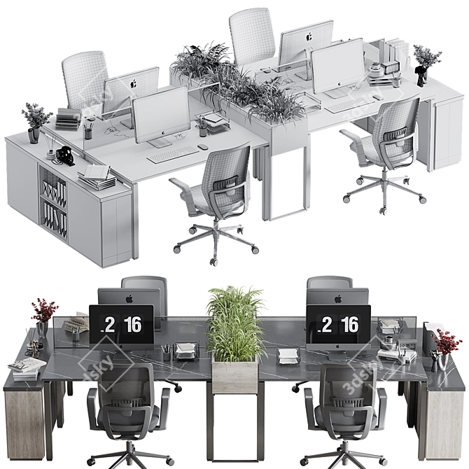 Modern Office Furniture Set 3D 3D model image 7