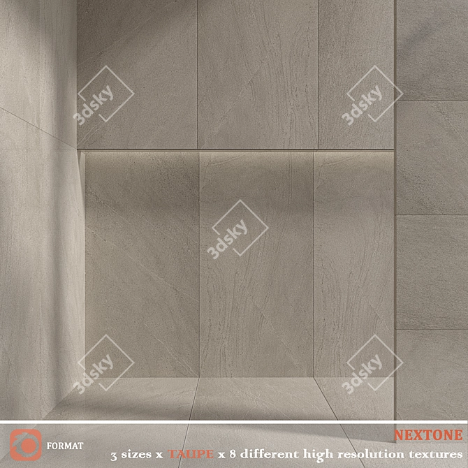 Taupe Textured Porcelain Floor Tiles 3D model image 1