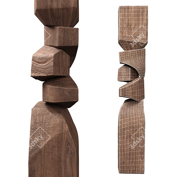 Elegant Wood Sculpture by Joel Escalona 3D model image 2