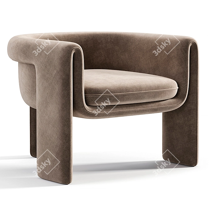 Elegant Floria Velvet Chair 3D model image 4