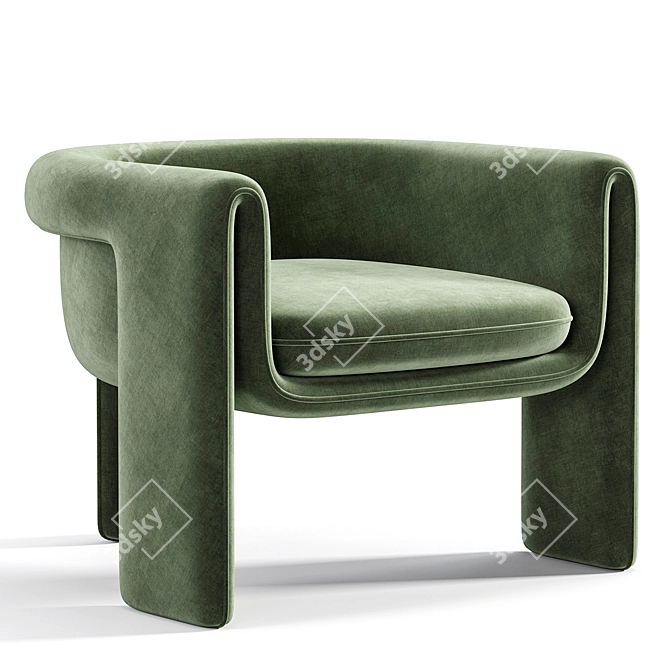 Elegant Floria Velvet Chair 3D model image 5