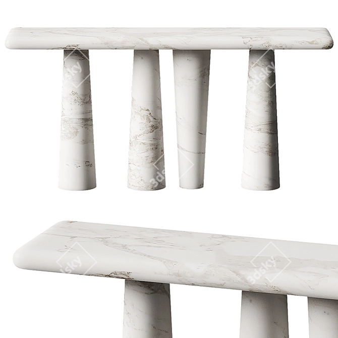 Modern White Marble Console Table 3D model image 1